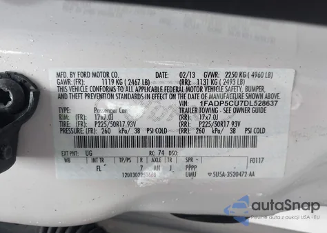 2013 Ford C-Max Energi Sel from USA, damaged, VIN 1FADP5CU7DL528637